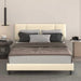 Queen Size Platform Bed Frame with Chenille Headboard, Beige