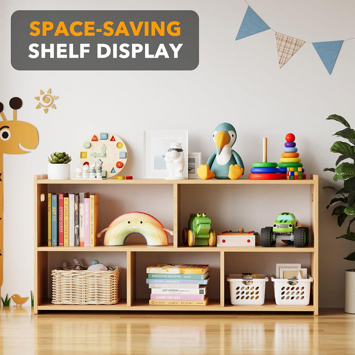 Natural Wooden Montessori Bookshelf Five Compartments
