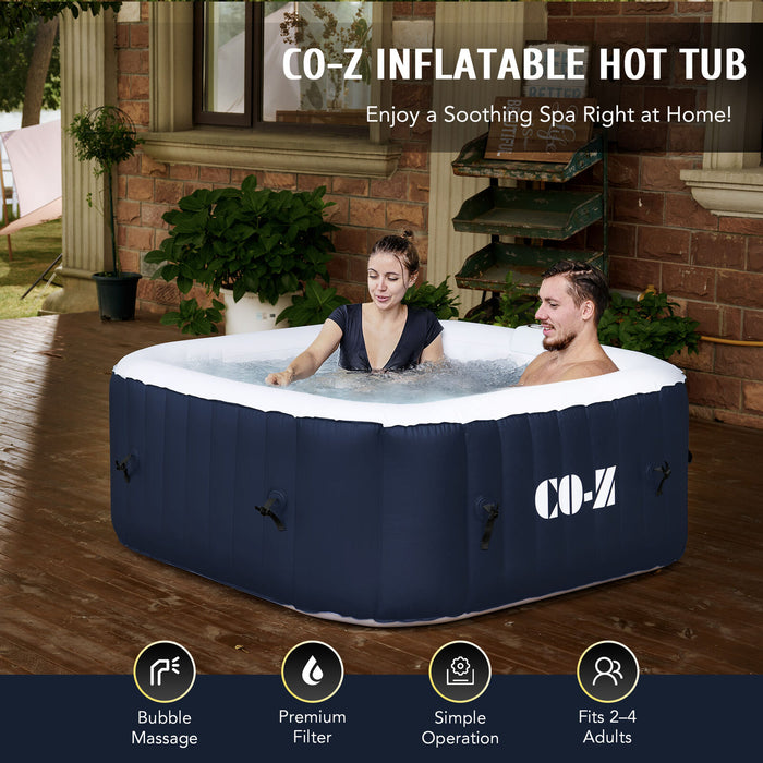 CO-Z Portable Square 120Air Jet Inflatable Hot Tub Spa 4 Person W Cover and Pump