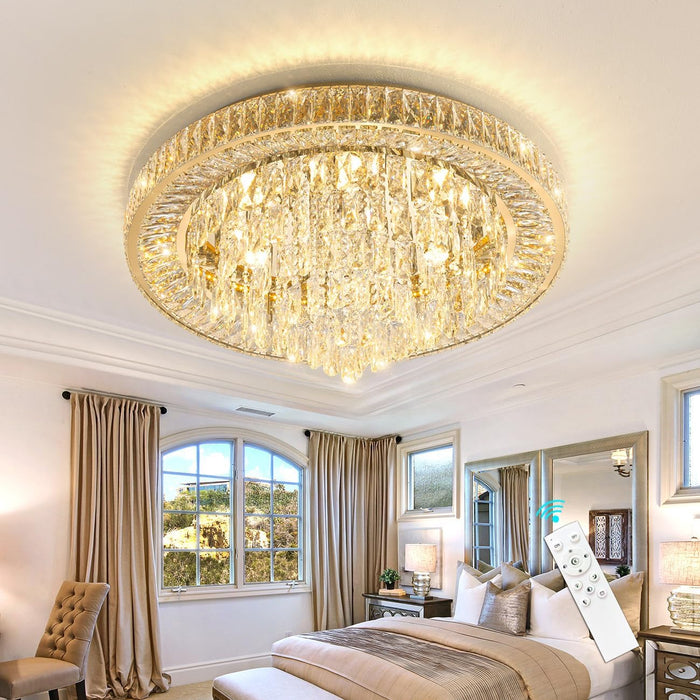 LED Crystal Chandelier With Remote Dimmable Lighting