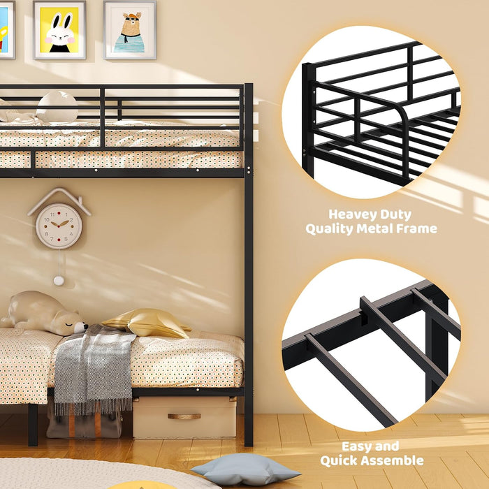 Black Twin Over Twin ReinforcedSteelFrame Bunk Bed