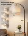 Floor Lamp with Table, Night Stand with Lamp, Narrow Side Table with 3CCT LED Bulb, Small Coffee Table, Modern End Table with Storage Shelves for Living Room Bedroom Home Décor