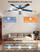 Ceiling Fans with Lights, 52 Inch Low Profile Ceiling Fan with Light and Remote/App Control, Flush Mount, Dimmable, Qiuet DC Motor, Black Ceiling Fan for Bedroom, Living Room