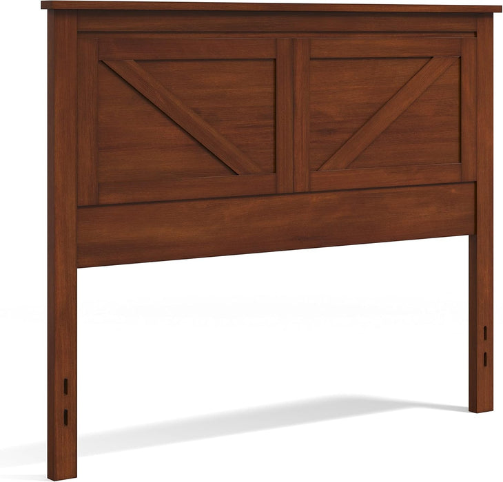 Farmhouse Style Wood Panel Headboard in Cherry - Full Size