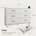 White Dresser for Bedroom, 6 Drawer Kids Dresser, Wood Chest of Drawers