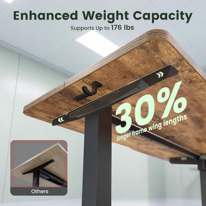 48 X 24 Standing Desk, Height Adjustable Electric Computer Desk, Sit Stand up Home Office Workstations, Rustic Brown