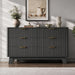 Fluted 6 Drawer Dresser for Bedroom, Modern Chest of Drawers with Metal Handle, Wooden TV Stand with Curved Profile Design, Closet Clothes Storage Organizer for Living Room/Hallway (Black)