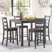 Bridson 5 Piece Dining Room Set, Includes Table & 4 Ladderback Barstools, Wood, Gray