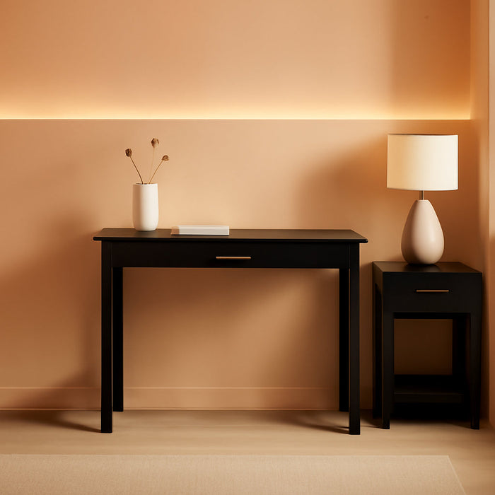 Jaya Writing Desk for Residential Use with Drawerblack, Blackwood, Large