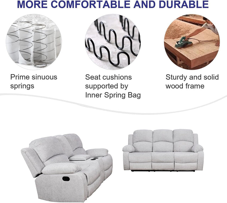 Microfiber Living Room Furniture Set Reclining Sofa Set Loveseat Furniture Sets in Living Room Sofa Recliners (Sofa+Loveseat, Grey)