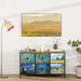 6 Drawer Dresser for Bedroom Van Gogh Chest of Drawers Wide TV Stands Fabric Storage Drawer Unit for Living Room Entryway Closet Sturdy Steel Frame Wood Top