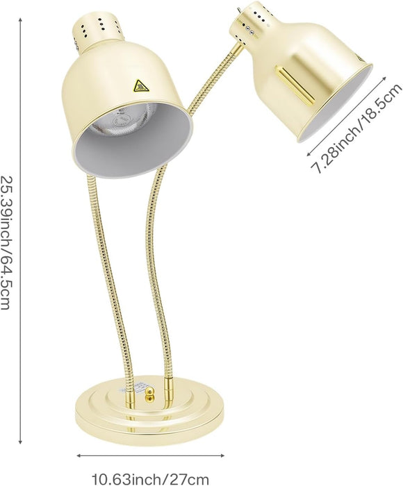 Golden Restaurant Warmer Dual Bulbs 500W Luminaire