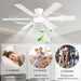 56 Inch Ceiling Fans with Lights, White Flush Mount Ceiling Fan with Light and Remote/App Control, 3Cct,Dimmable, Noiseless, Low Profile Ceiling Fan for Bedroom, Patio, Indoor/Outdoor Use