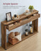 Sofa Console Table, 47.2 Inches Narrow Entryway Table with 3 Drawers, Bottom Shelf, Metal Corners, for Living Room, Bedroom, Farmhouse Style, Honey Brown ULNT143KB01S