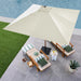 9Ft Deep Square Solar Powered LED Lighted Patio Umbrella W/Woodgrain Pattern, Uv-Resistant Fabric, Hand Crank - Ivory