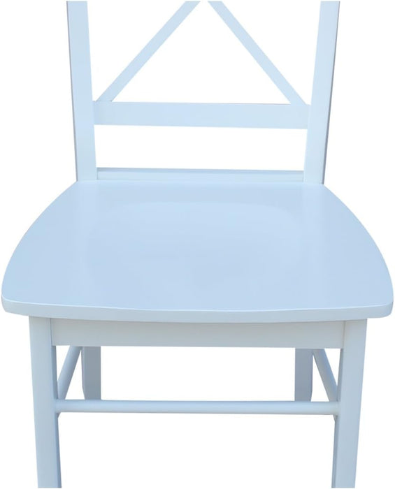 , Set of Two X-Back Dining Chairs, White , 225Lbs Wt Capacity, Solid Real Wood, Sturdy Parawood, White