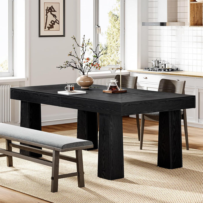 Tribesigns 63 Inch Dining Table for 4-6 People, Modern Rectangular Kitchen Table with Heavy Duty Tapered Legs, Farmhouse Dinner Tables for Home Commercial, Easy Assembly