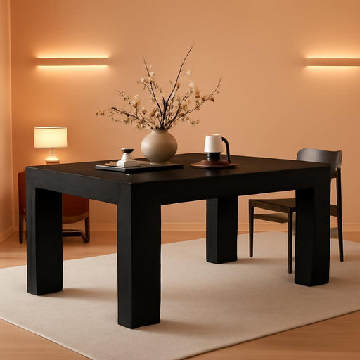 63'' Dining Table, Modern Rectangular Kitchen Table with Heavy Duty Tapered Legs, Black Business Dinner Table for Dining Room, Cafe, Restaurant, Easy Assembly (1, Black)