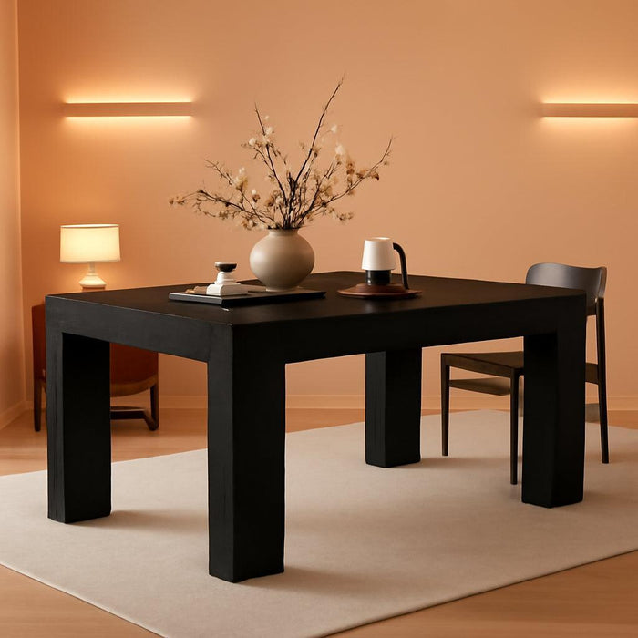 63'' Dining Table, Modern Rectangular Kitchen Table with Heavy Duty Tapered Legs, Black Business Dinner Table for Dining Room, Cafe, Restaurant, Easy Assembly (1, Black)