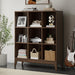 Harper 52" Tall Solid Wood 9-Cube Bookcase in Walnut Brown | Mid-Century Modern Cube Organizer with Angled Frame and Tapered Legs for Living Room or Office; Bookshelf, Shelving Unit.