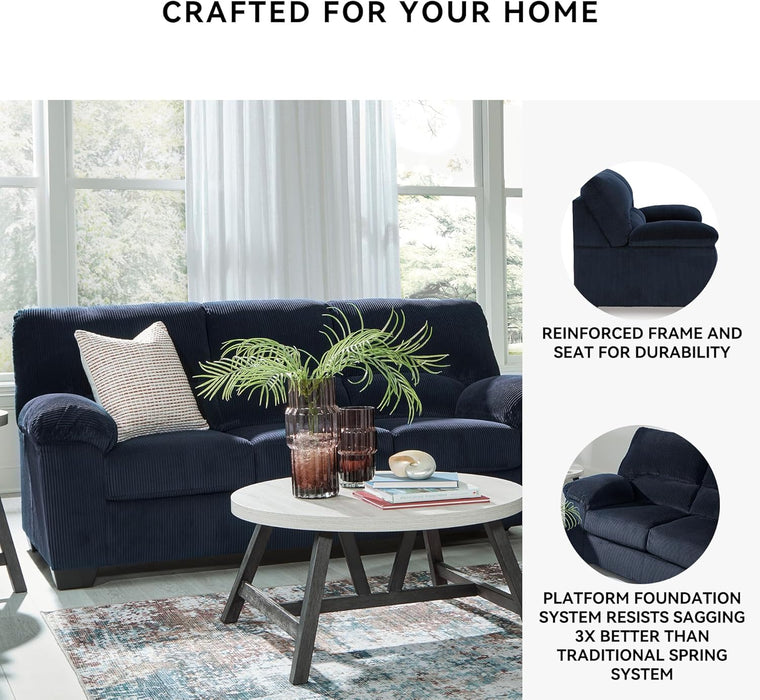 Blue Corduroy Contemporary Sofa For Comfortable Living