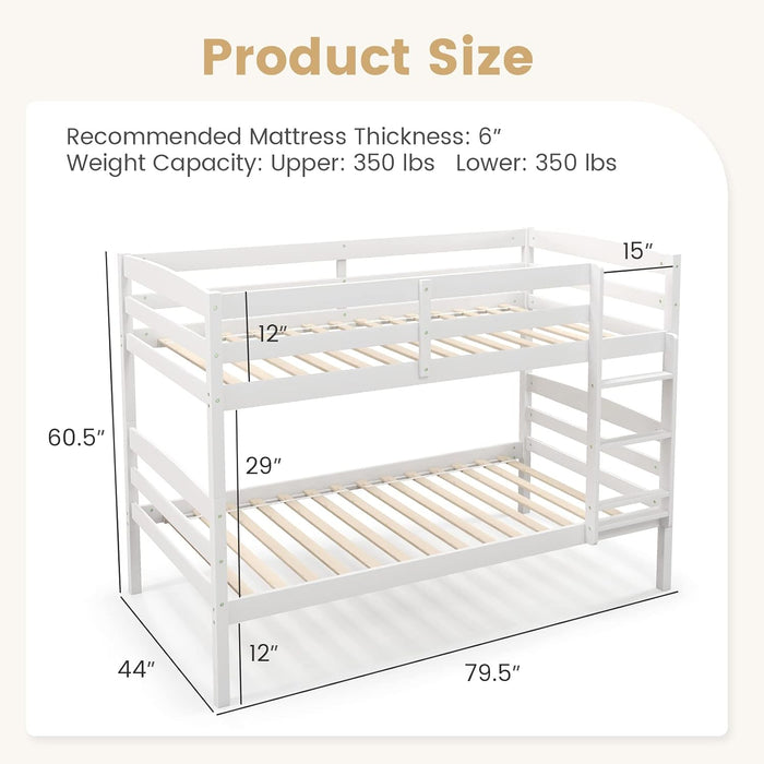 IndustrialStrength SolidWood Twin Over Twin Bunk Bed