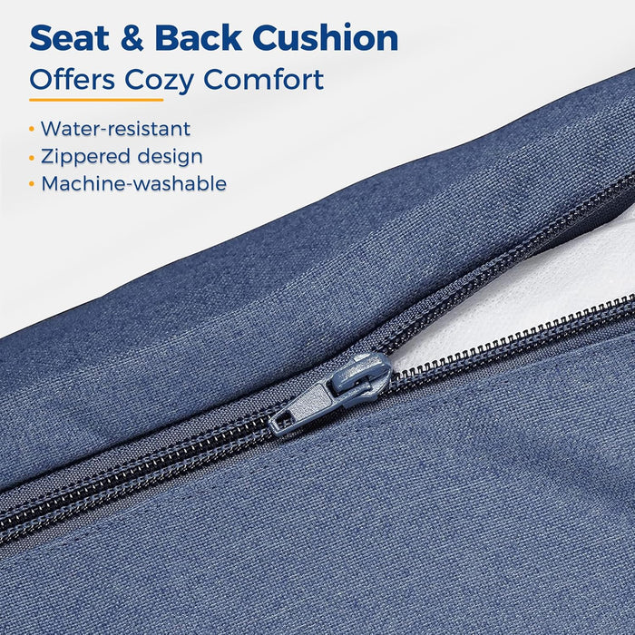 Outdoor Patio Furniture Set, 7 Piece Outdoor Dining Sectional Sofa with Dining Table and Chair, All Weather Wicker Conversation Set with Ottoman,Blue