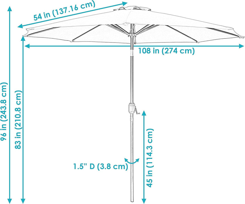 Sunnydaze Outdoor Patio Umbrella with Tilt & Crank, Gold, 9Ft