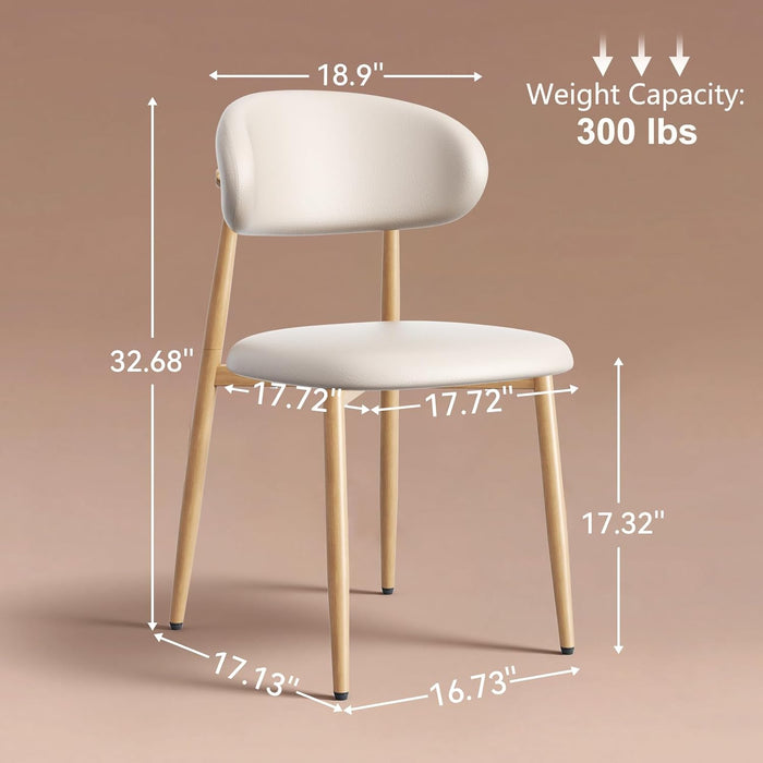 Upholstered Dining Chairs Set of 4 Mid-Century Modern Kitchen & Dining Room Chairs with PU Leather Seat and Backrest Ergonomic Sillas De Comedor(Original/Beige)