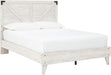 Signature Design by Ashley Shawburn Industrial Queen Crossbuck Panel Platform Bed with Metal Slats, Foundation or Box Spring Not Needed, Whitewash