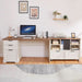 60Inch LShaped Desk With Farmhouse Cabinetry Storage