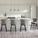 Counter Height Barstools 26 Inch Upholstered Button Tufted Swivel Bar Stools with Back and Wood Legs for Kitchen Island,Set of 2,Grey-Nailhead Trim