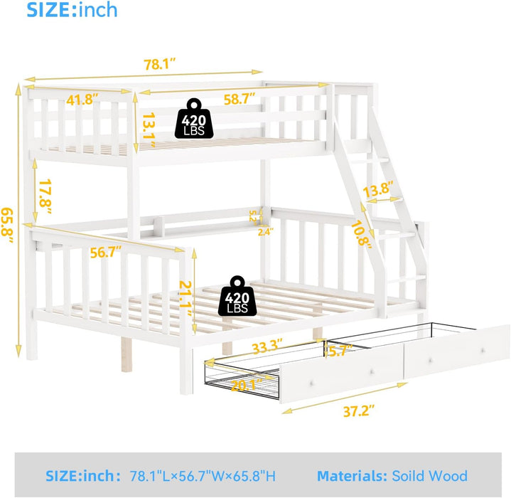 Twin Over Twin Bunk Bed With DetachableGuardrailSystem