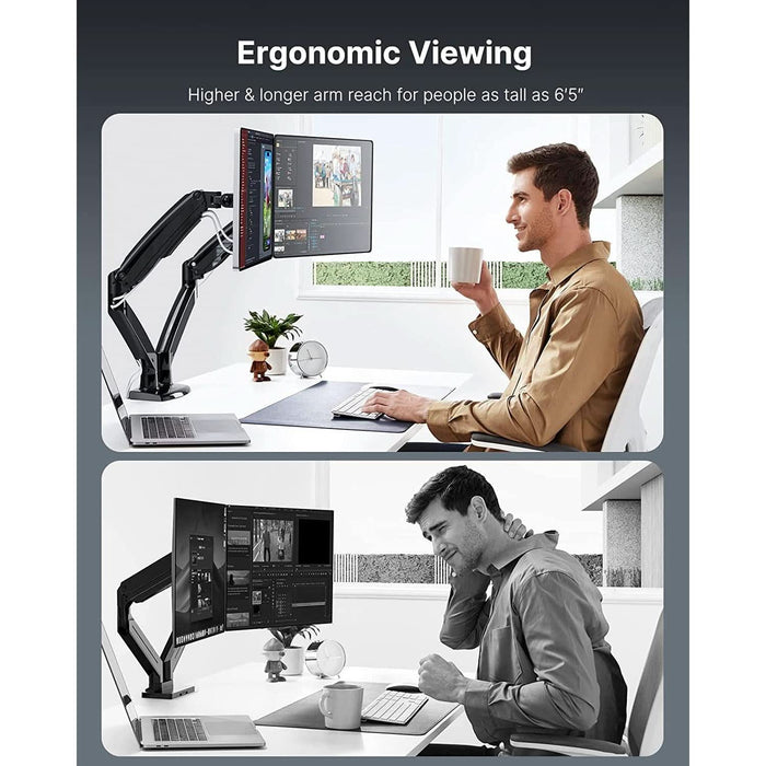 Dual Monitor Stand with USB, Height Adjustable