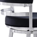 Madrid 30" Seat Height Swivel Modern Black Faux Leather and Brushed Stainless Steel Bar Stool for Kitchen Island Counter
