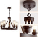 Farmhouse Chandelier Lighting round 5 Lights Oil Rubbed Bronze with Glass Shade Ceiling Hanging Vintage Rustic Light Fixture for Dining Room Living Room Foyer Porch Kitchen Island