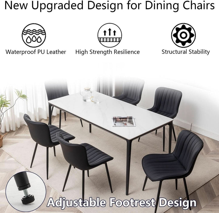 Leather Dining Chairs Set of 4, Upholstered Dining Room Chairs with Metal Legs, Modern Dining Chair for Dining Room, Kitchen (Black)