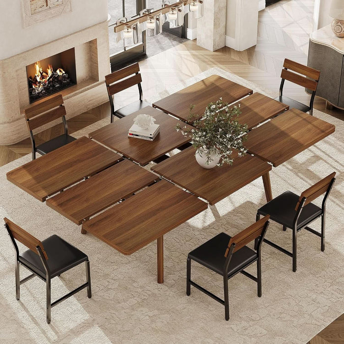 7-Piece 2-Way Extendable Dining Table Set for 4-10, Walnut
