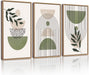 Large 16X24In Green Botanical Boho Wall Art Framed Modern Sage Bohemian Wall Decor Abstract Geometry Lines Prints Ready to Hang Natural Framed