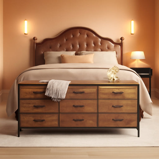 Rustic Brown 9-Drawer Dresser & TV Stand