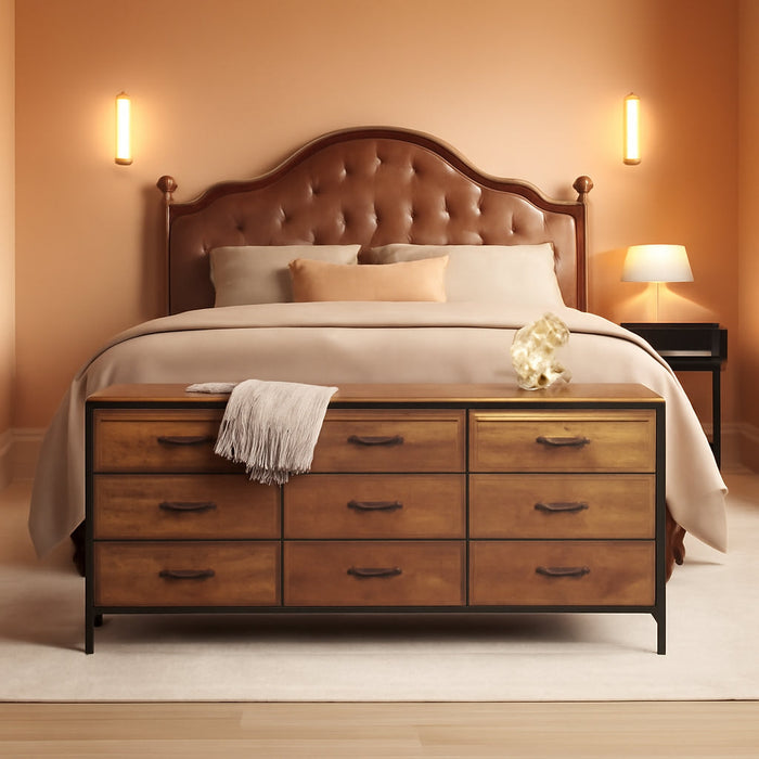 Rustic Brown 9-Drawer Dresser & TV Stand