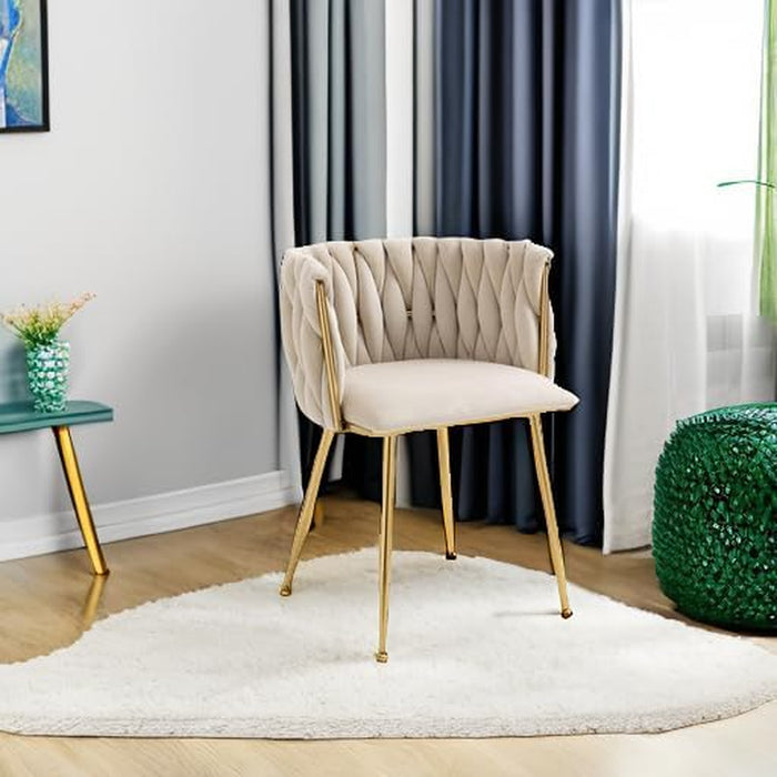 Modern Velvet Dining Chair with Gold Metal Legs, Set of 4 Luxury Tufted Dining Chairs for Living Room, Bedroom, Kitchen