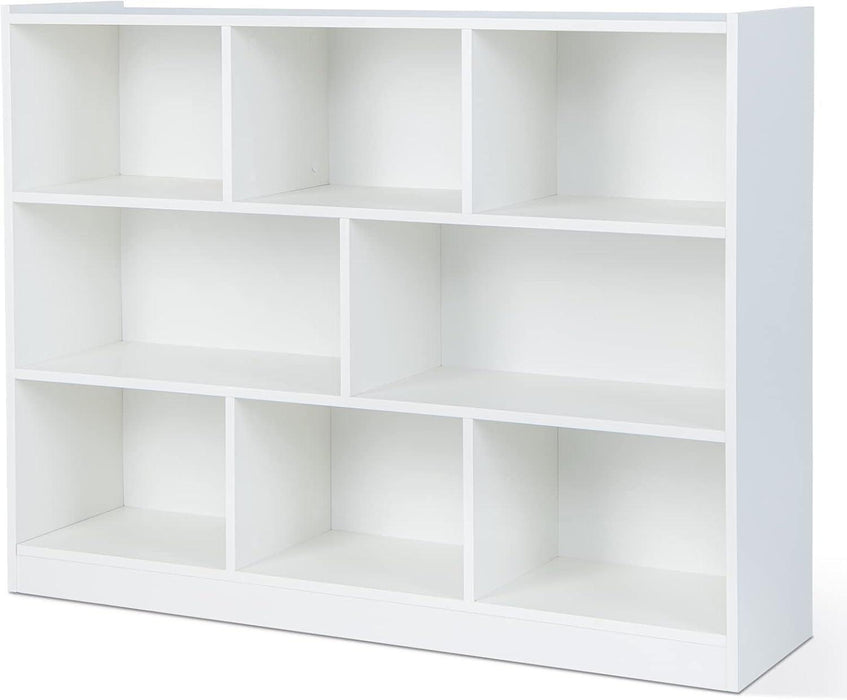 8 Cube Bookcase, Freestanding 3-Tier Open Bookshelf, Modern Storage Display Cabinet, Wood Cube Storage Organizer for Living Room, Kid’S Room, White