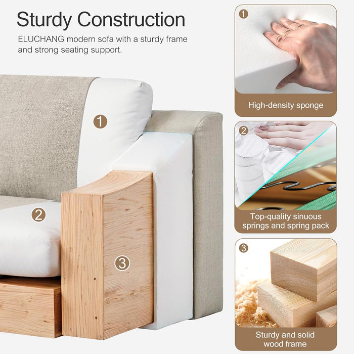 47" Oversized Accent Chair Set of 2, Linen Fabric Modern Chair with Washable Covers, Comfortable Upholstered Large Armchair for Living Room, Bedroom, Office, Oatmeal