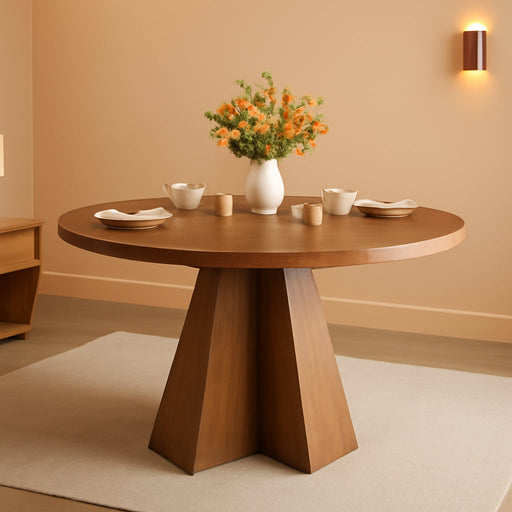 Tribesigns 47-Inch round Dining Table, round Kitchen Table with Sturdy Base, Kitchen, Dining Room, Living Room, Walnut Brown (Only Table)