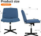 Criss Cross Chair Armless Cross Legged Office Desk Chair Adjustable Swivel Ergonomic Gaming Chair No Wheels Backrest with Wide Seat Native Sponge Computer Task Vanity Chair for Home Office,Blue