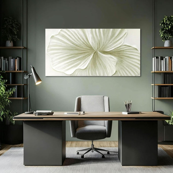Large Green Flower Wall Art Plant Ginkgo Canvas Hand-Drawn Painting Modern 29X58 Abstract Botanical Artwork Minimalist Decoration for Living Room Bedroom Office