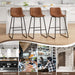 Bar Stool Set of 3, 26" Urban Faux Leather Counter Stool, Dark Brown