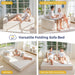 Beige Foldable Convertible Sleeper Sofa With CupHolders
