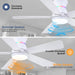 46" White Ceiling Fans with RGB Lights - Flush Mount Ceiling Fan Light with LED 3CCT Dimmable, Modern Low Profile Ceiling Fans for Indoor Party,Covered Outdoor